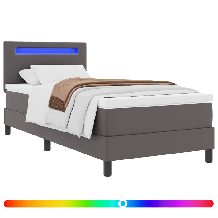 Pat cu arcuri cu saltea Gri 100 x 200 cm Piele artificială WALTI