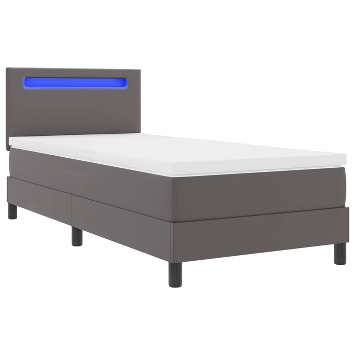 Pat cu arcuri cu saltea Gri 100 x 200 cm Piele artificială WALTI