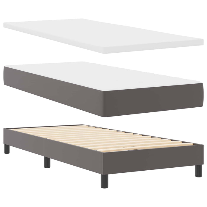Pat cu arcuri cu saltea Gri 100 x 200 cm Piele artificială WALTI