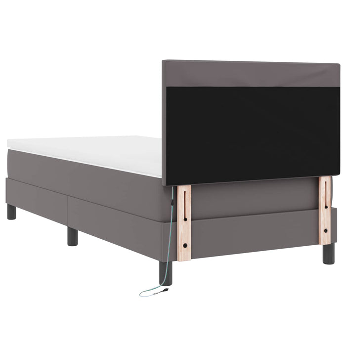 Pat cu arcuri cu saltea Gri 100 x 200 cm Piele artificială WALTI