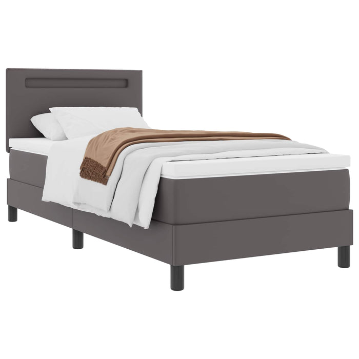 Pat cu arcuri cu saltea Gri 100 x 200 cm Piele artificială WALTI
