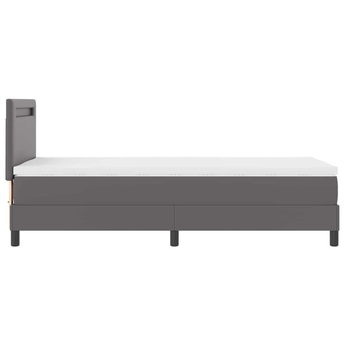Pat cu arcuri cu saltea Gri 100 x 200 cm Piele artificială WALTI