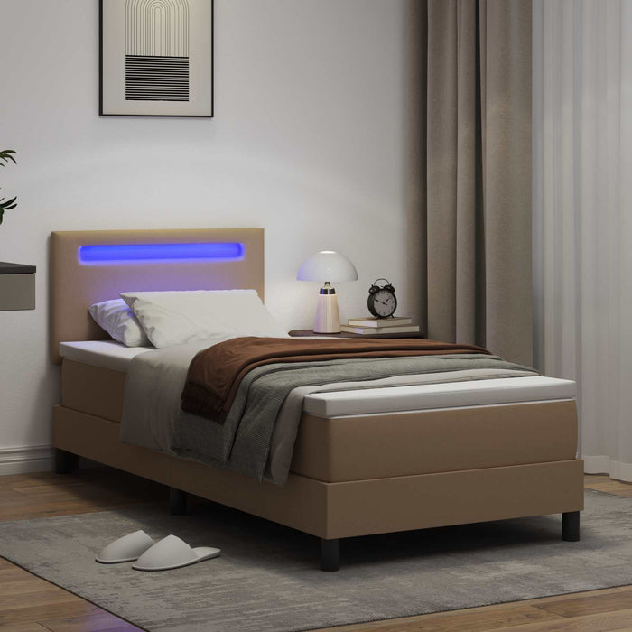 Pat cu arcuri Cappuccino 100 x 200 cm Piele artificială - WALTI WALTI