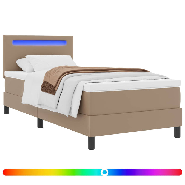 Pat cu arcuri Cappuccino 100 x 200 cm Piele artificială - WALTI WALTI