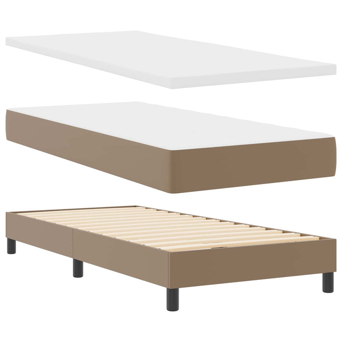 Pat cu arcuri Cappuccino 100 x 200 cm Piele artificială - WALTI WALTI