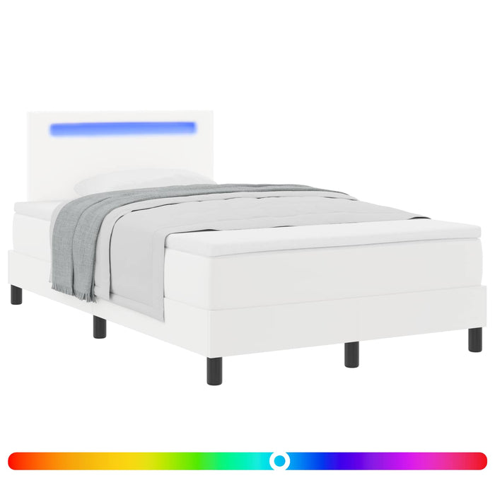 Pat cu arcuri cu benzi LED Alb 120 x 190 cm Piele artificială WALTI