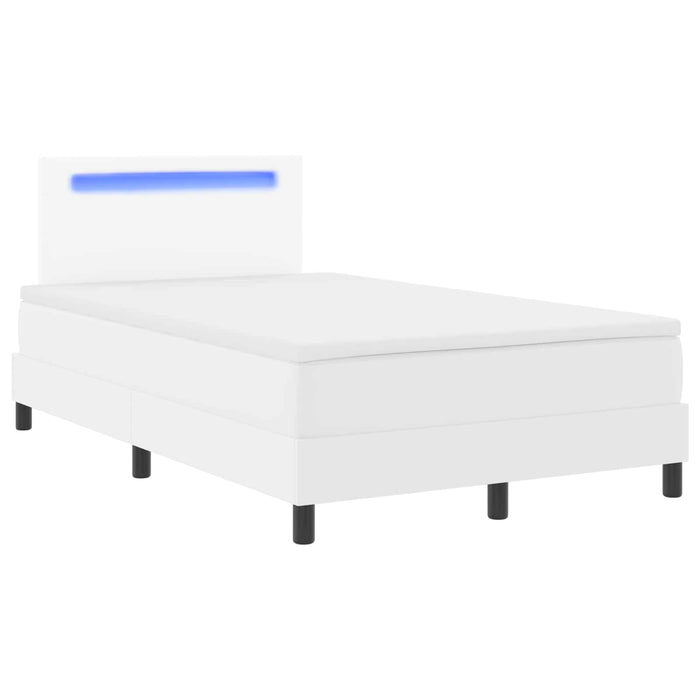 Pat cu arcuri cu benzi LED Alb 120 x 190 cm Piele artificială WALTI