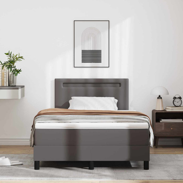 Pat cu arcuri cu saltea Gri 120 x 190 cm Piele artificială WALTI