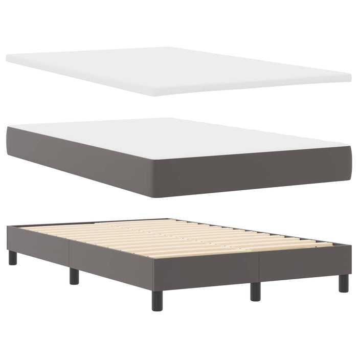 Pat cu arcuri cu saltea Gri 120 x 190 cm Piele artificială WALTI