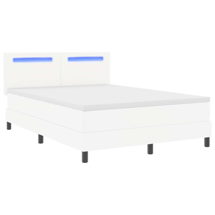 Pat cu arcuri cu saltea Alb 140 x 190 cm Piele artificială WALTI