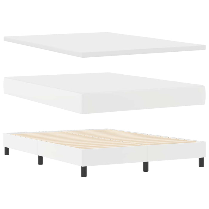 Pat cu arcuri cu saltea Alb 140 x 190 cm Piele artificială WALTI