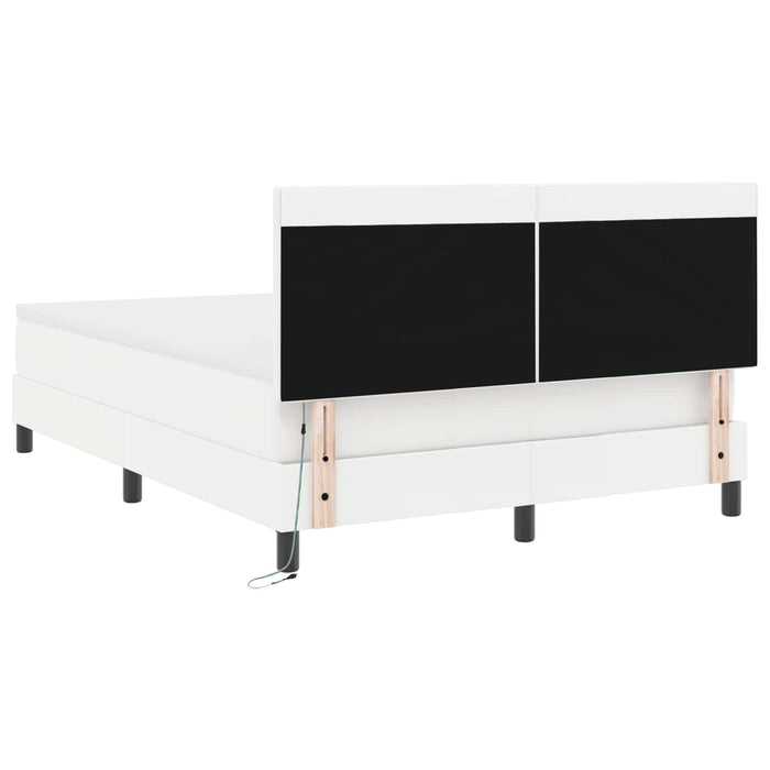Pat cu arcuri cu saltea Alb 140 x 190 cm Piele artificială WALTI