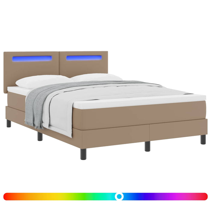 Pat cu arcuri Cappuccino 140 x 190 cm Piele artificială WALTI