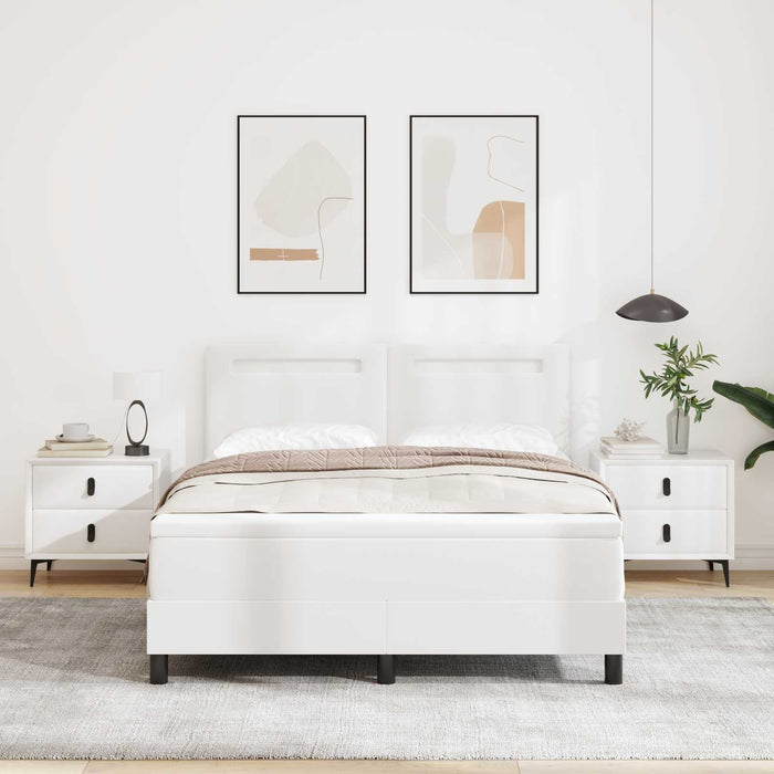 Pat cu arcuri cu saltea Alb 140 x 200 cm Piele artificială WALTI