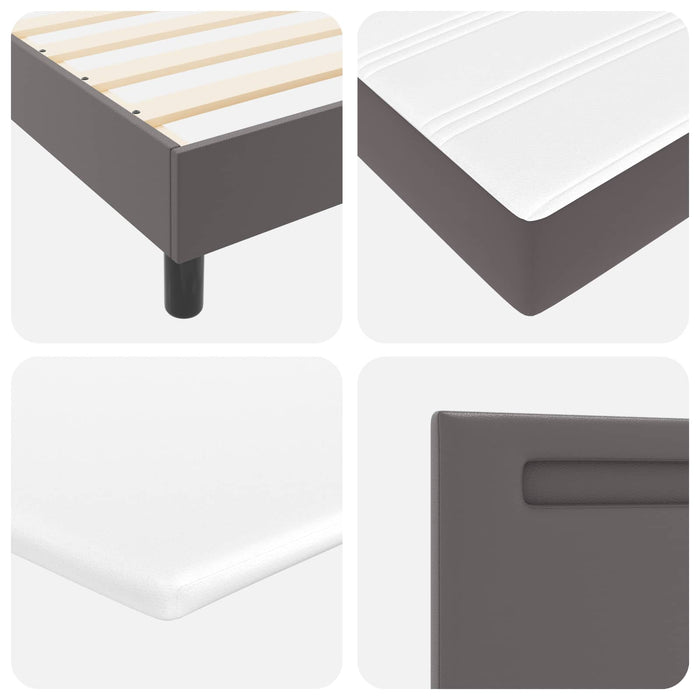 Pat cu arcuri cu saltea Gri 140 x 200 cm Piele artificială WALTI