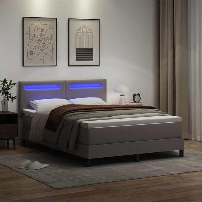 Pat cu arcuri cu saltea Gri 140 x 200 cm Piele artificială WALTI