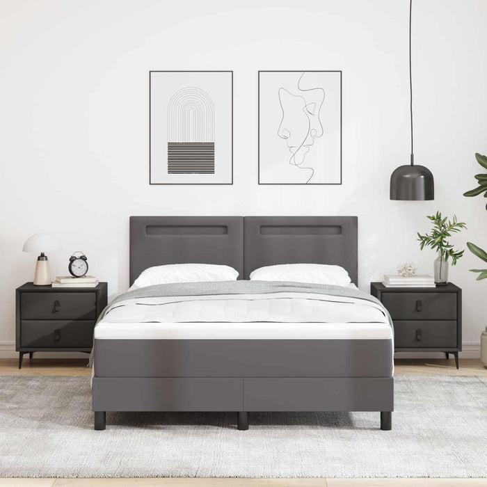 Pat cu arcuri cu saltea Gri 140 x 200 cm Piele artificială WALTI