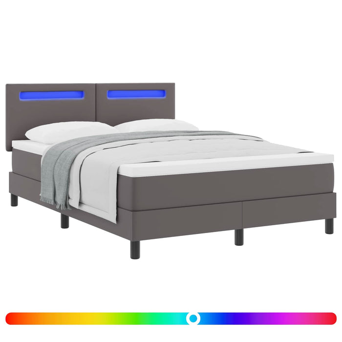 Pat cu arcuri cu saltea Gri 140 x 200 cm Piele artificială WALTI