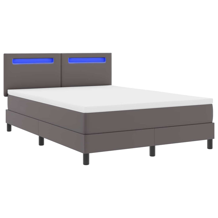 Pat cu arcuri cu saltea Gri 140 x 200 cm Piele artificială WALTI