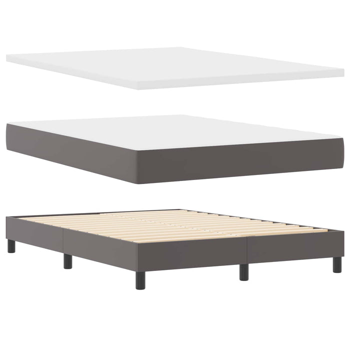 Pat cu arcuri cu saltea Gri 140 x 200 cm Piele artificială WALTI