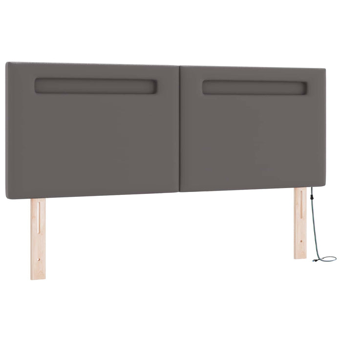 Pat cu arcuri cu saltea Gri 140 x 200 cm Piele artificială WALTI