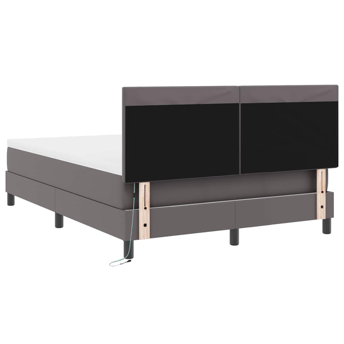 Pat cu arcuri cu saltea Gri 140 x 200 cm Piele artificială WALTI