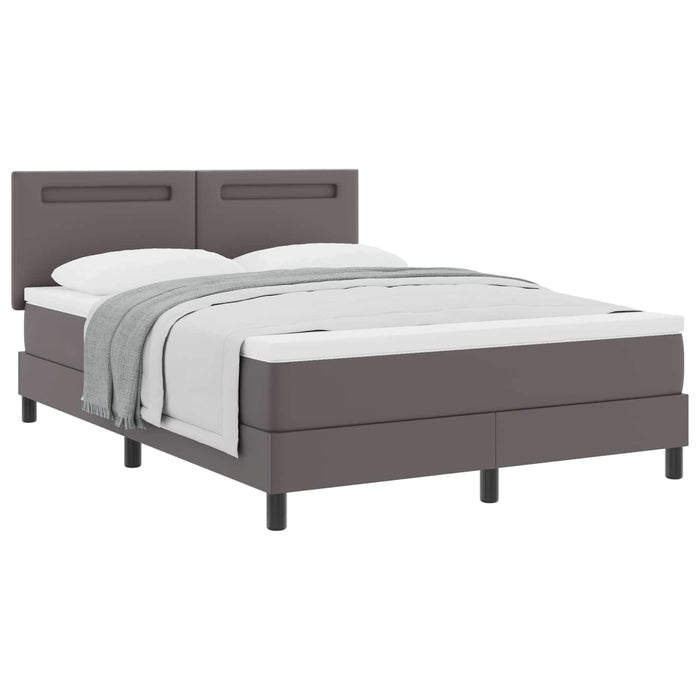 Pat cu arcuri cu saltea Gri 140 x 200 cm Piele artificială WALTI