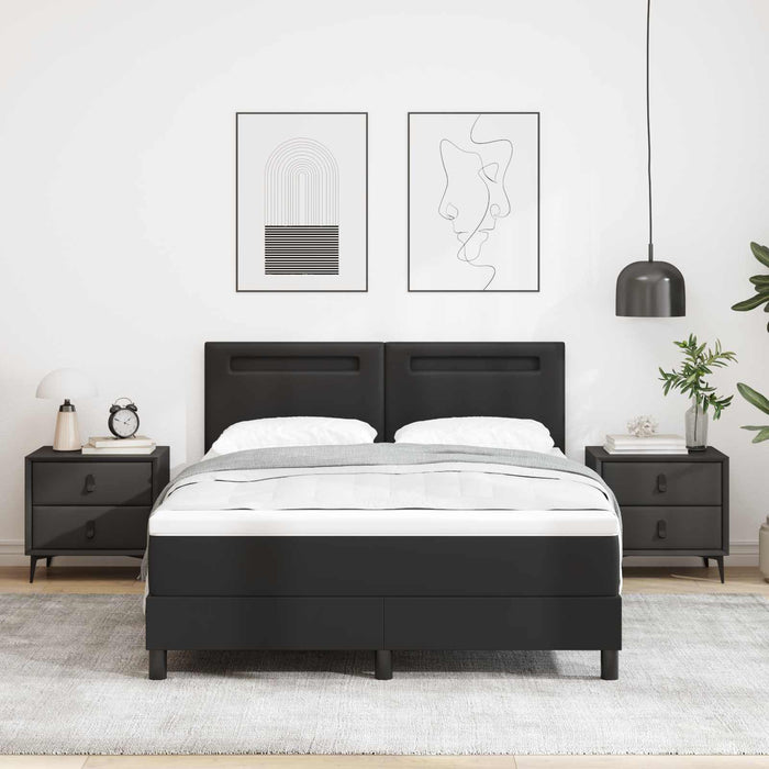Pat cu arcuri cu saltea Negru 160 x 200 cm Piele artificială WALTI
