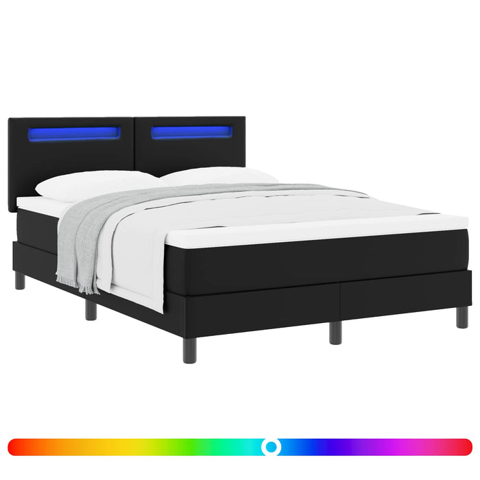 Pat cu arcuri cu saltea Negru 160 x 200 cm Piele artificială WALTI