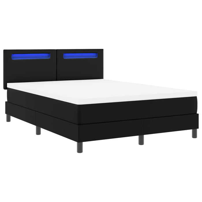 Pat cu arcuri cu saltea Negru 160 x 200 cm Piele artificială WALTI
