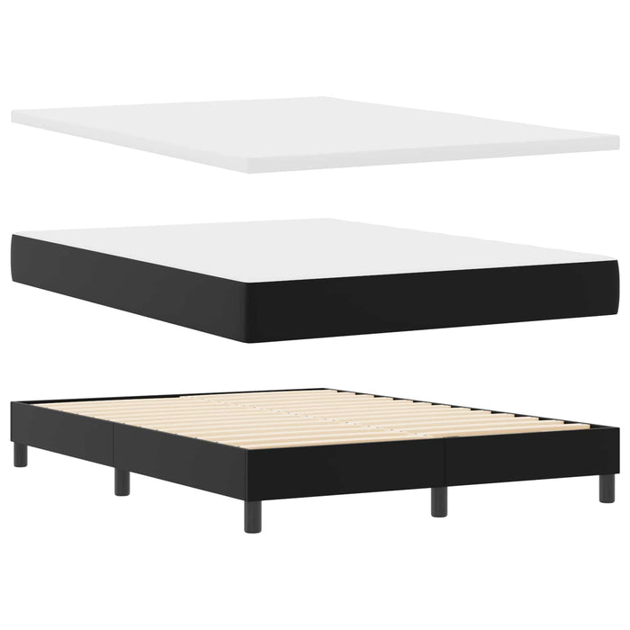 Pat cu arcuri cu saltea Negru 160 x 200 cm Piele artificială WALTI