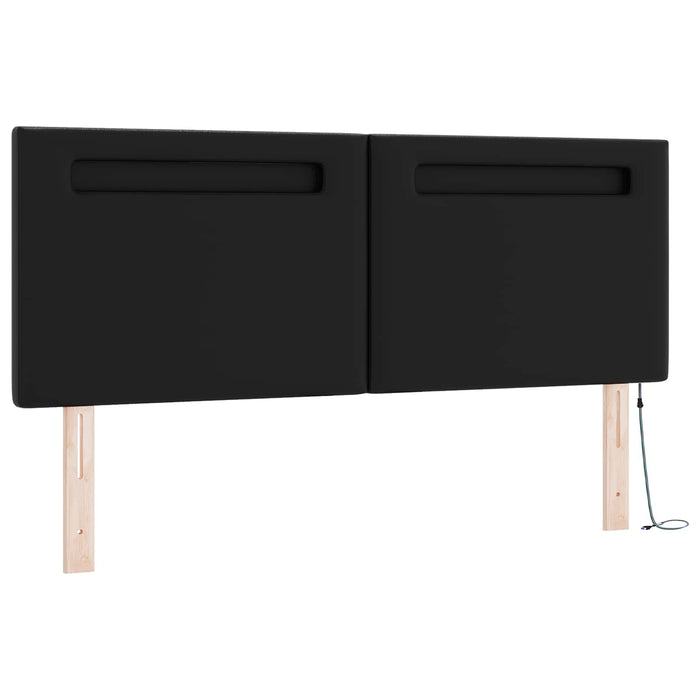 Pat cu arcuri cu saltea Negru 160 x 200 cm Piele artificială WALTI
