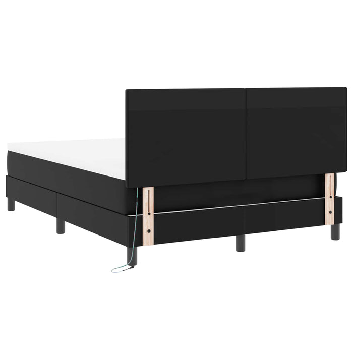 Pat cu arcuri cu saltea Negru 160 x 200 cm Piele artificială WALTI