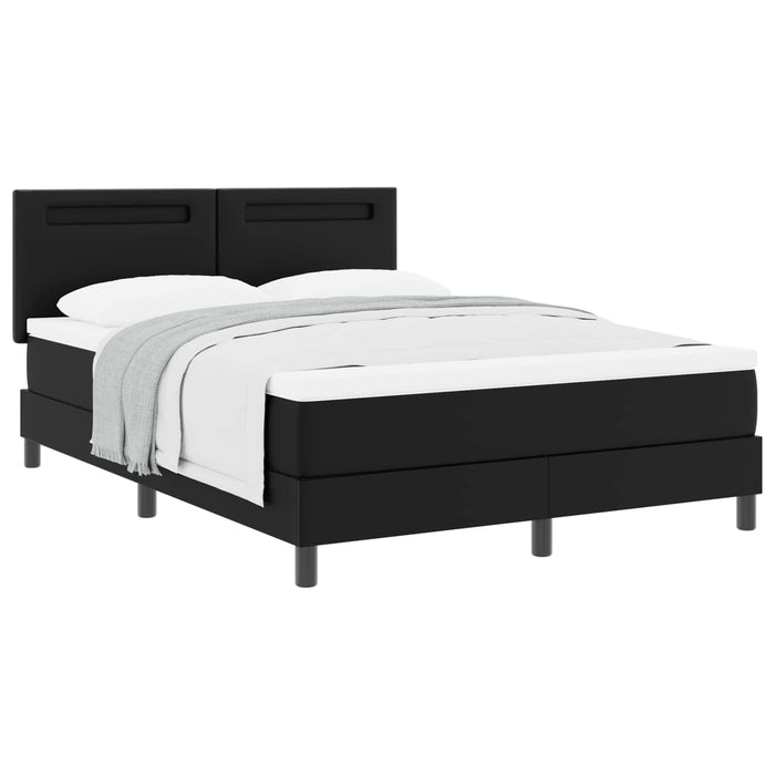 Pat cu arcuri cu saltea Negru 160 x 200 cm Piele artificială WALTI