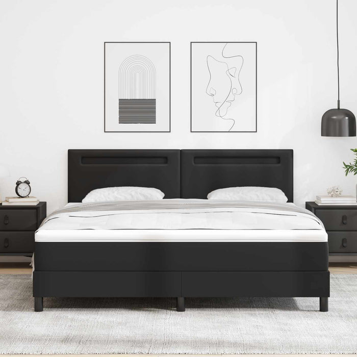 Pat cu arcuri cu benzi LED Negru 180 x 200 cm Piele artificială WALTI