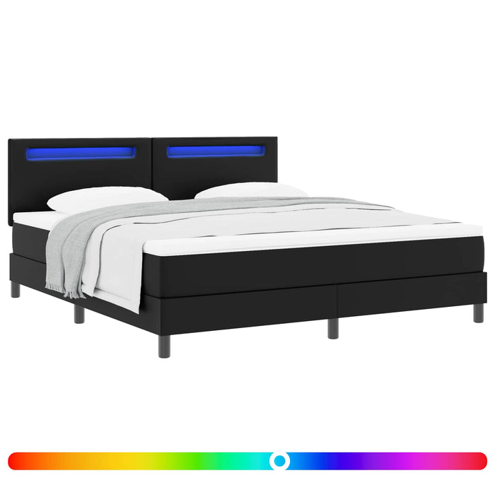 Pat cu arcuri cu benzi LED Negru 180 x 200 cm Piele artificială WALTI