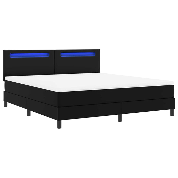 Pat cu arcuri cu benzi LED Negru 180 x 200 cm Piele artificială WALTI