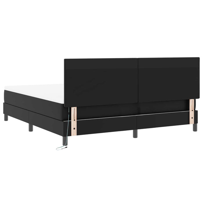 Pat cu arcuri cu benzi LED Negru 180 x 200 cm Piele artificială WALTI
