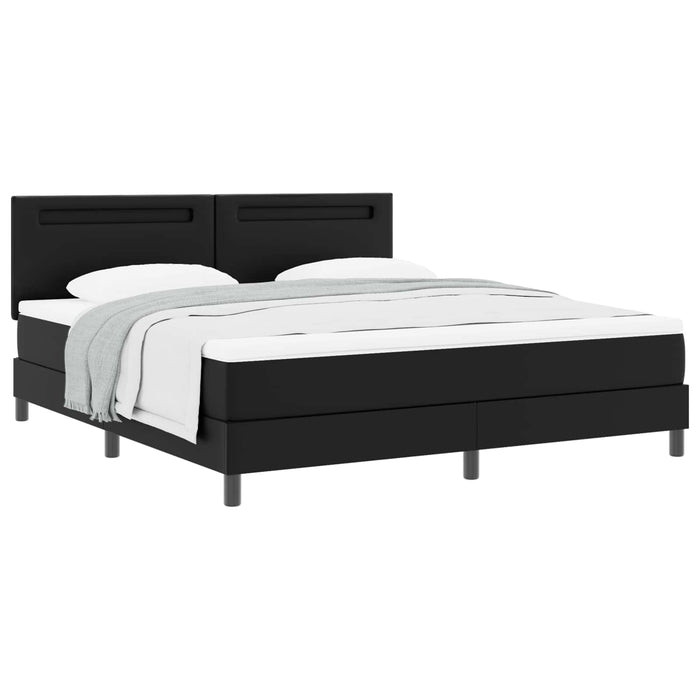 Pat cu arcuri cu benzi LED Negru 180 x 200 cm Piele artificială WALTI