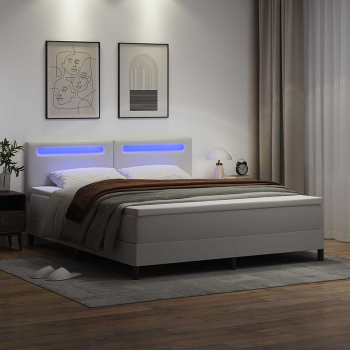Pat cu arcuri cu saltea Alb 180 x 200 cm Piele artificială WALTI