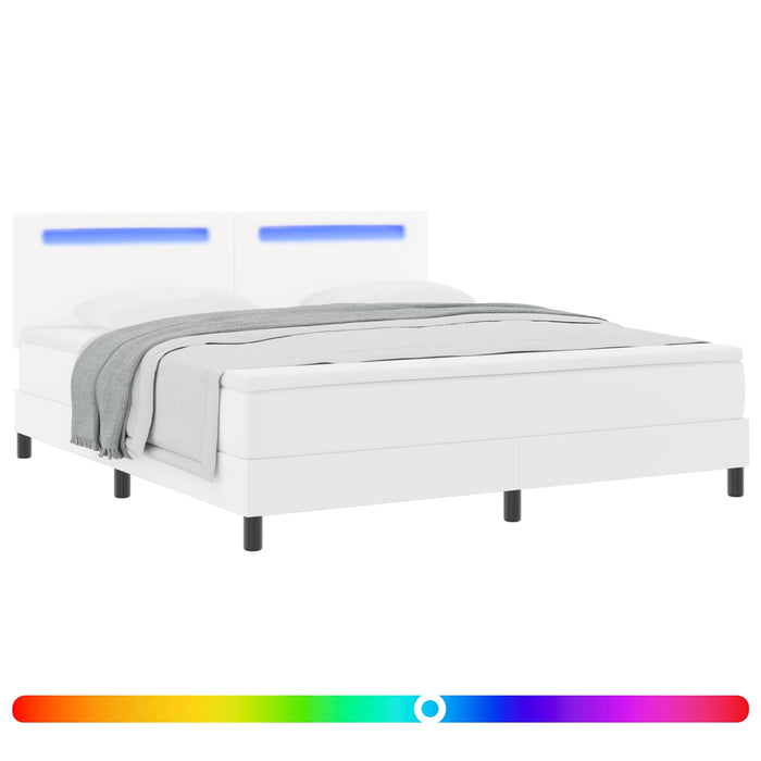 Pat cu arcuri cu saltea Alb 180 x 200 cm Piele artificială WALTI