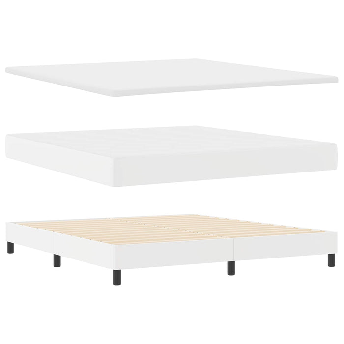 Pat cu arcuri cu saltea Alb 180 x 200 cm Piele artificială WALTI