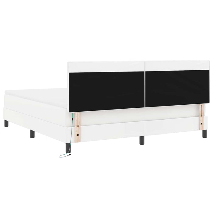 Pat cu arcuri cu saltea Alb 180 x 200 cm Piele artificială WALTI