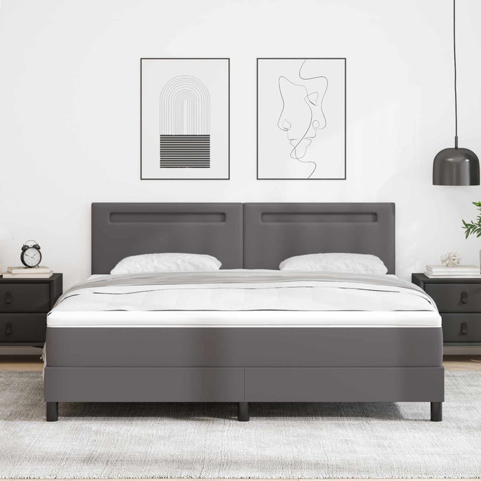 Pat cu arcuri cu saltea Gri 180 x 200 cm Piele artificială WALTI