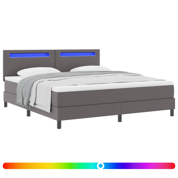 Pat cu arcuri cu saltea Gri 180 x 200 cm Piele artificială WALTI