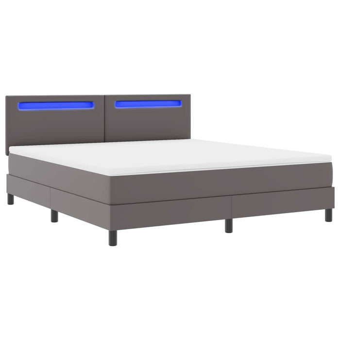 Pat cu arcuri cu saltea Gri 180 x 200 cm Piele artificială WALTI