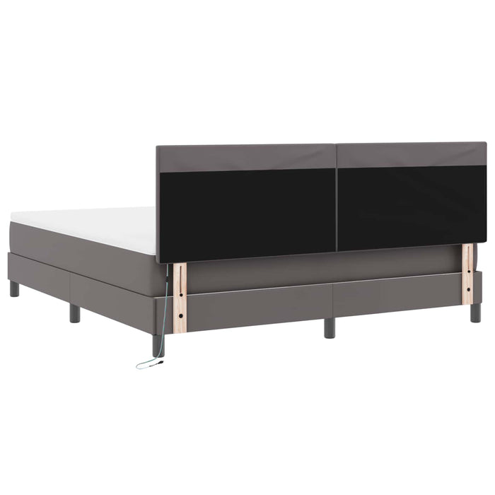 Pat cu arcuri cu saltea Gri 180 x 200 cm Piele artificială WALTI