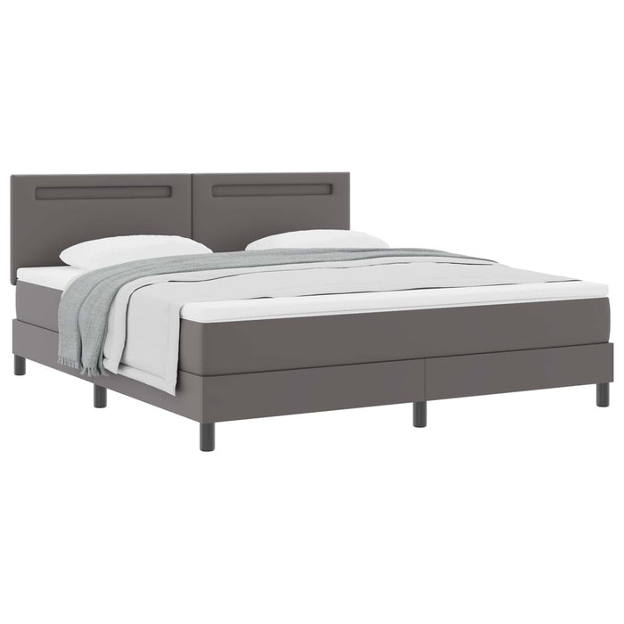 Pat cu arcuri cu saltea Gri 180 x 200 cm Piele artificială WALTI