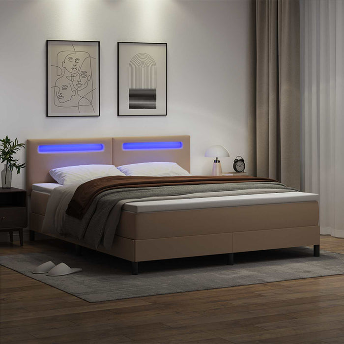 Pat cu arcuri Cappuccino 180 x 200 cm Piele artificială WALTI