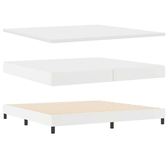 Cadru de Pat cu Saltea Alb 200 x 200 cm Piele artificială - WALTI WALTI
